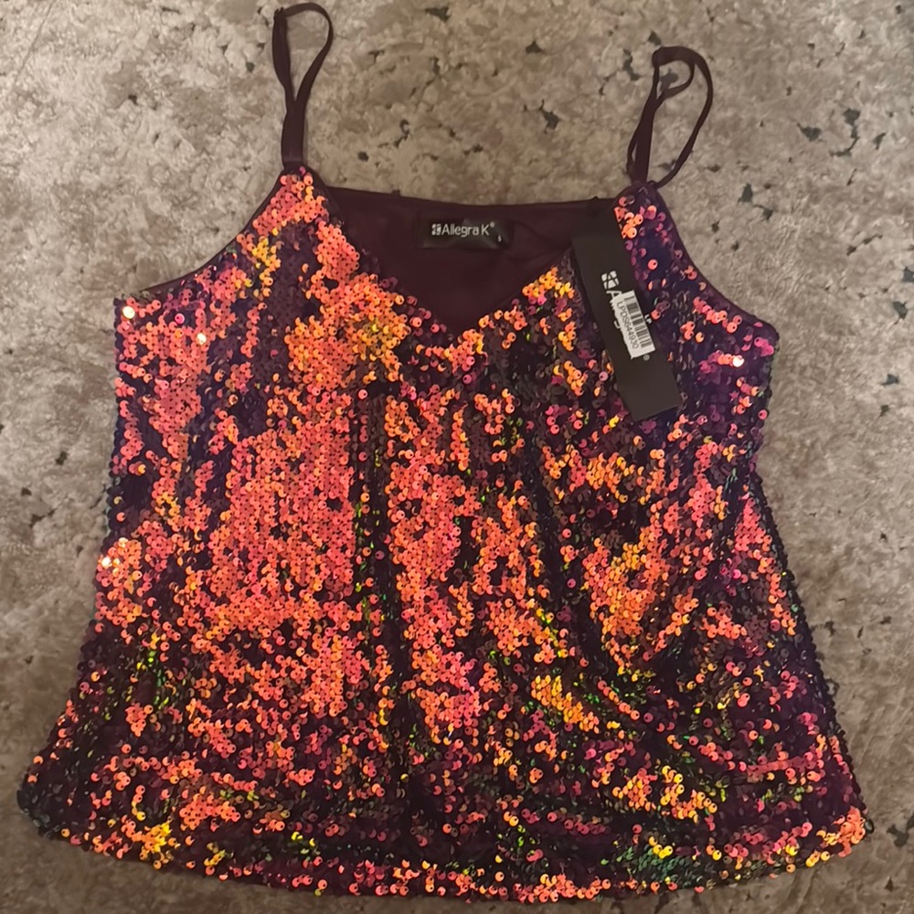 Allegra K Multicolor Sequin Camisole
